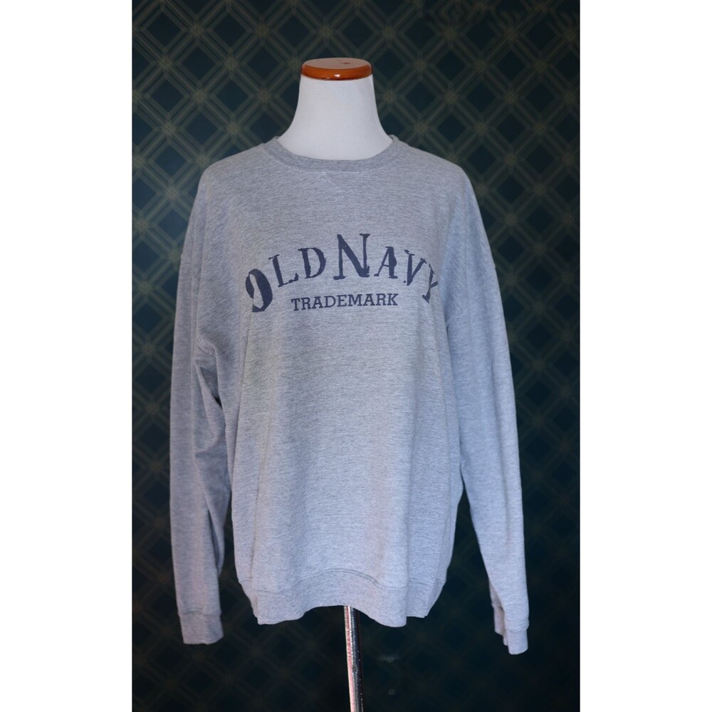 Vintage 90s Old Navy Spell Out Sweatshirt Crewneck Gray Unisex Oversize XL